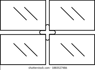 Icono de separador de mosaico, ilustración de línea vectorial	
