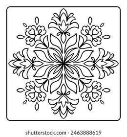 Fliese mit quadratischem symmetrischem Blumenelement