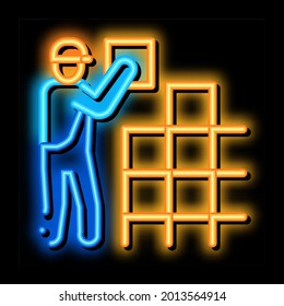 vectores de señal de luz de neón apilador de mosaico. Signo del apilador de icono brillante. ilustración de símbolo transparente