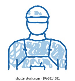 tile stacker worker sketch icon vector. Hand drawn blue doodle line art tile stacker worker sign. isolated symbol illustration