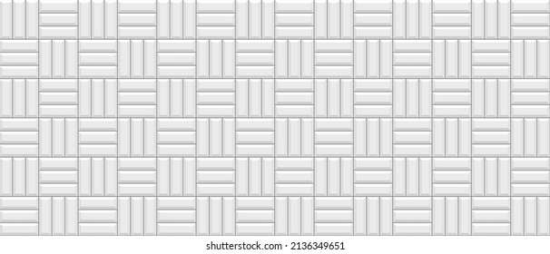 Tile subway. Brick wall. Seamless metro background. White ceramic pattern. Cement texture. Old rectangle brickwall. Apron faience print. Vintage stone surface. kitchen backsplash. Vector illustration