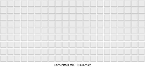 Tile subway. White brick wall. Seamless metro background. Kitchen pattern. Ceramic backdrop. Apron faience texture. Cement backsplash. Retro square print. Stone surface. Vector illustration.