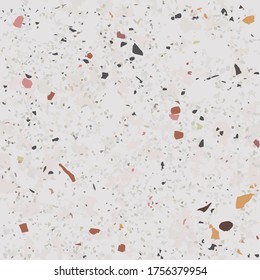 Tile terrazzo vector pattern with colorful stone on grey marble background for seamless concrete rock wallpaper