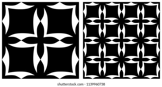 Tile texture with single layer vector illustration pattern. The left one shows a pattern component and the right one shows components combine together.