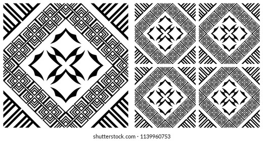 Tile texture with single layer vector illustration pattern. The left one shows a pattern component and the right one shows components combine together.