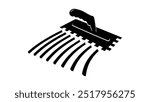 Tile Trowel in work, black isolated silhouette