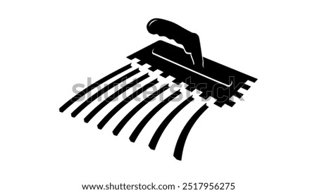 Tile Trowel in work, black isolated silhouette