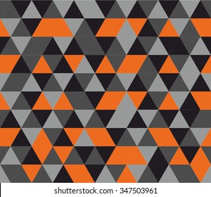 Tile vector background with orange, black and grey triangle geometric mosaic