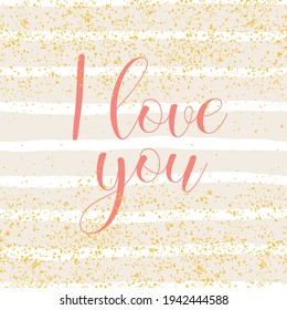 Tarjeta vectorial de mosaico con color rosa te amo y fondo de rayas