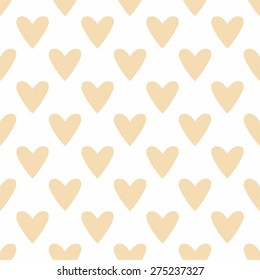 Tile vector pastel pattern with hearts on white background