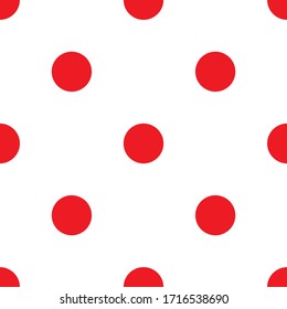 Tile vector pattern with big red polka dots on white background or seamless decoration wallpaper