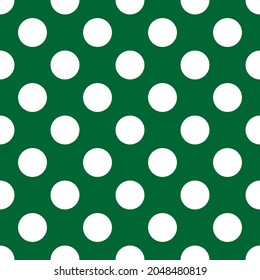 Tile vector pattern with big white polka dots on mint green background
