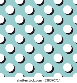 Tile vector pattern with big white polka dots on mint green background