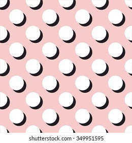 Tile vector pattern with big white polka dots on pink background for decoration wallpaper