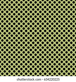 Tile vector pattern with black polka dots on grass green background.