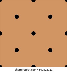 Tile vector pattern with black polka dots on brown background
