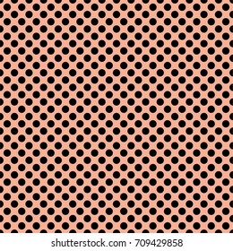 Tile vector pattern with black polka dots on pink background