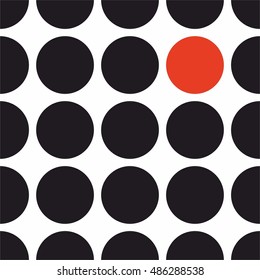 Tile vector pattern with black and red polka dots on white background