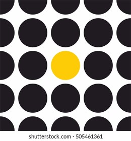 Tile vector pattern with black and yellow polka dots on white background