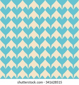 Tile vector pattern with blue hearts on pastel background for seamless decoration wallpaper