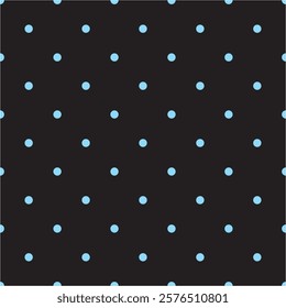 Tile vector pattern with blue polka dots on black background
