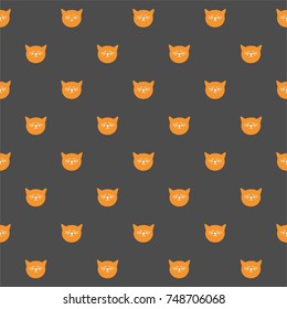 Tile vector pattern with cats on black background