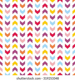 Tile vector pattern with colorful pastel arrows on white background