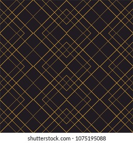 Tile vector pattern with golden ornament on black background