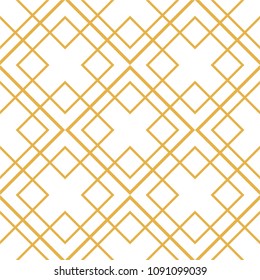 Tile vector pattern with golden ornament on white background