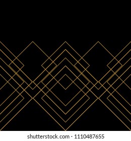 Tile vector pattern with golden ornament on black background