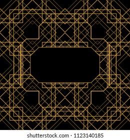 Tile vector pattern with golden ornament on black background