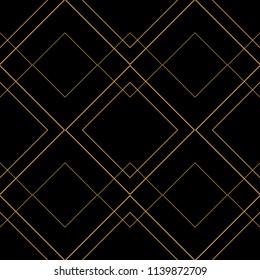 Tile vector pattern with golden ornament on black background