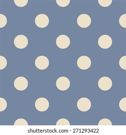 Tile vector pattern with grey polka dots on pastel blue background