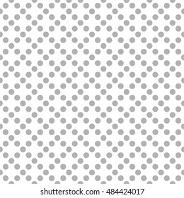 Tile vector pattern with grey polka dots on white background