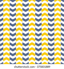 Tile vector pattern with navy blue and yellow arrow print on white background