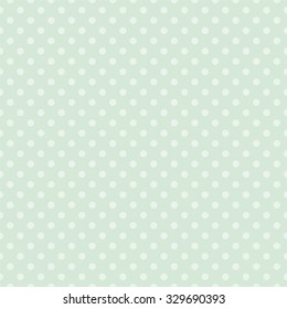 Tile vector pattern with pastel polka dots on mint green background