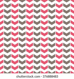 Tile vector pattern with pink and grey arrows on white background