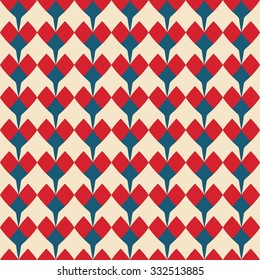 Tile vector pattern with red and blue hearts on pastel background for seamless decoration wallpaper