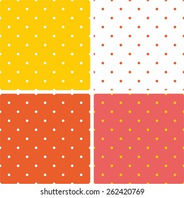 Tile vector pattern set with polka dots on pastel background