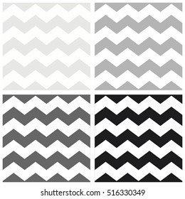 Tile vector pattern set with white, grey and black zig zag background