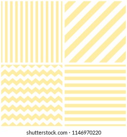 Tile vector pattern set with yellow and white stripes and zig zag