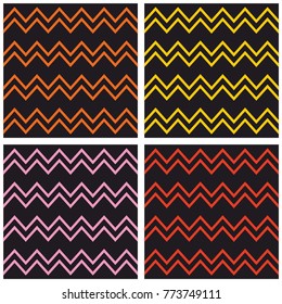 Tile vector pattern set with zig zag background