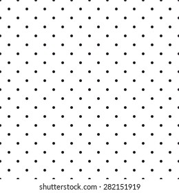 Tile Vector Pattern With Small Black Polka Dots On White Background