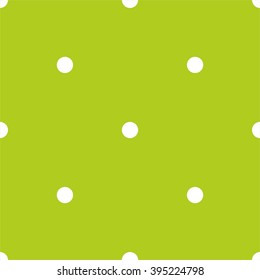 Tile vector pattern with small white polka dots on green background