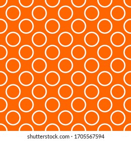 Tile vector pattern with white polka dots on orange background