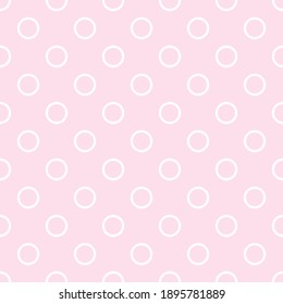 Tile vector pattern with white polka dots on pink background