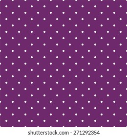Tile vector pattern with white polka dots on dark violet background