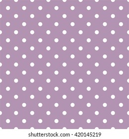 Tile vector pattern with white polka dots on dark violet background
