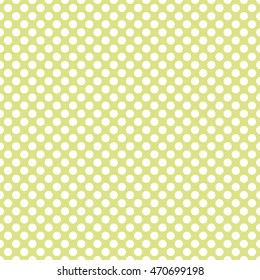Tile vector pattern with white polka dots on green background