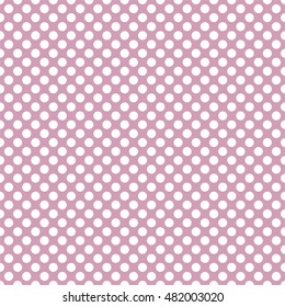 Tile vector pattern with white polka dots on pastel violet pink background